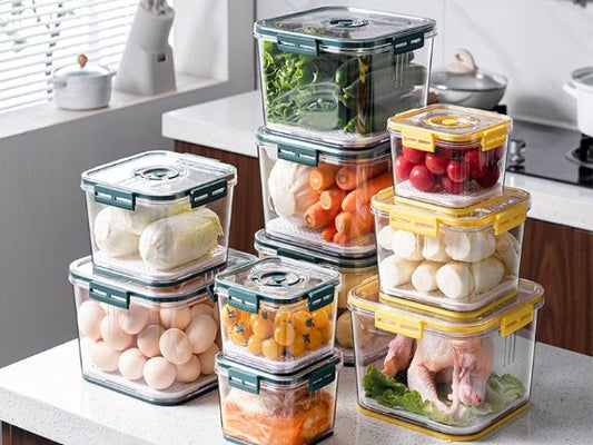 סט 3 קופסאות אחסון למקרר בשילוב תאריכון